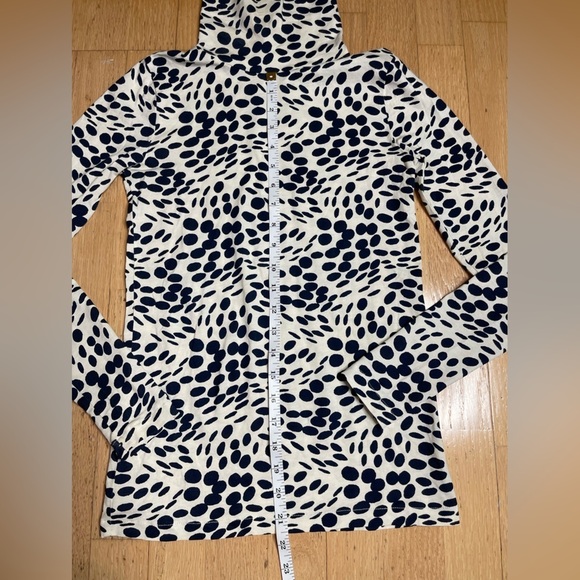 J.Crew Wavy Dots Turtleneck Long Sleeve Top Navy & White Abstract Print XXS - Picture 5 of 10